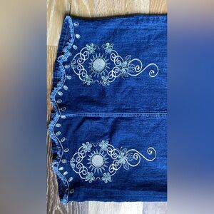 Long denim skirt with beautiful floral embroidery